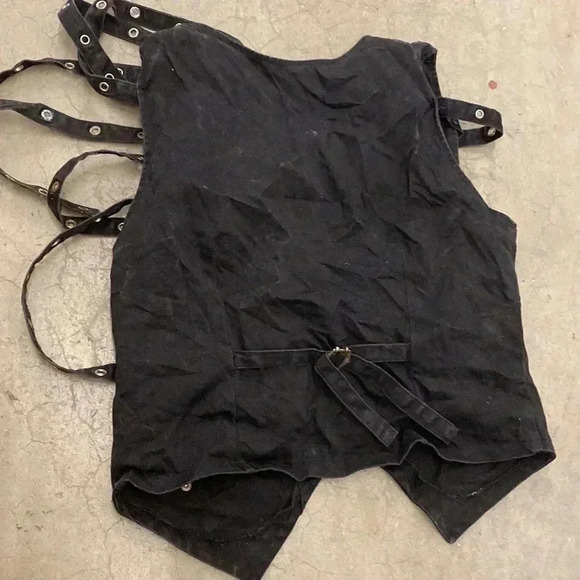 Goth black  denim vest - Picture 4 of 5